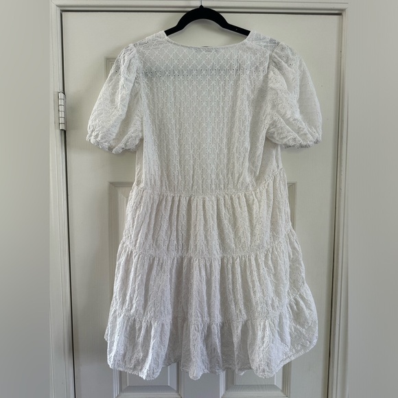 Zara White Eyelet Women’s Dress Size Medium M Babydoll Mini - Picture 5 of 5